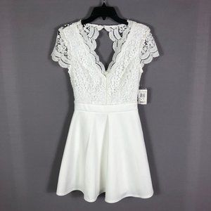 B Darlin White Blue Lace Dress Size 7/8
